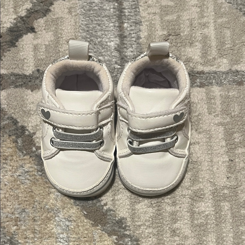 White Heart Baby Shoes